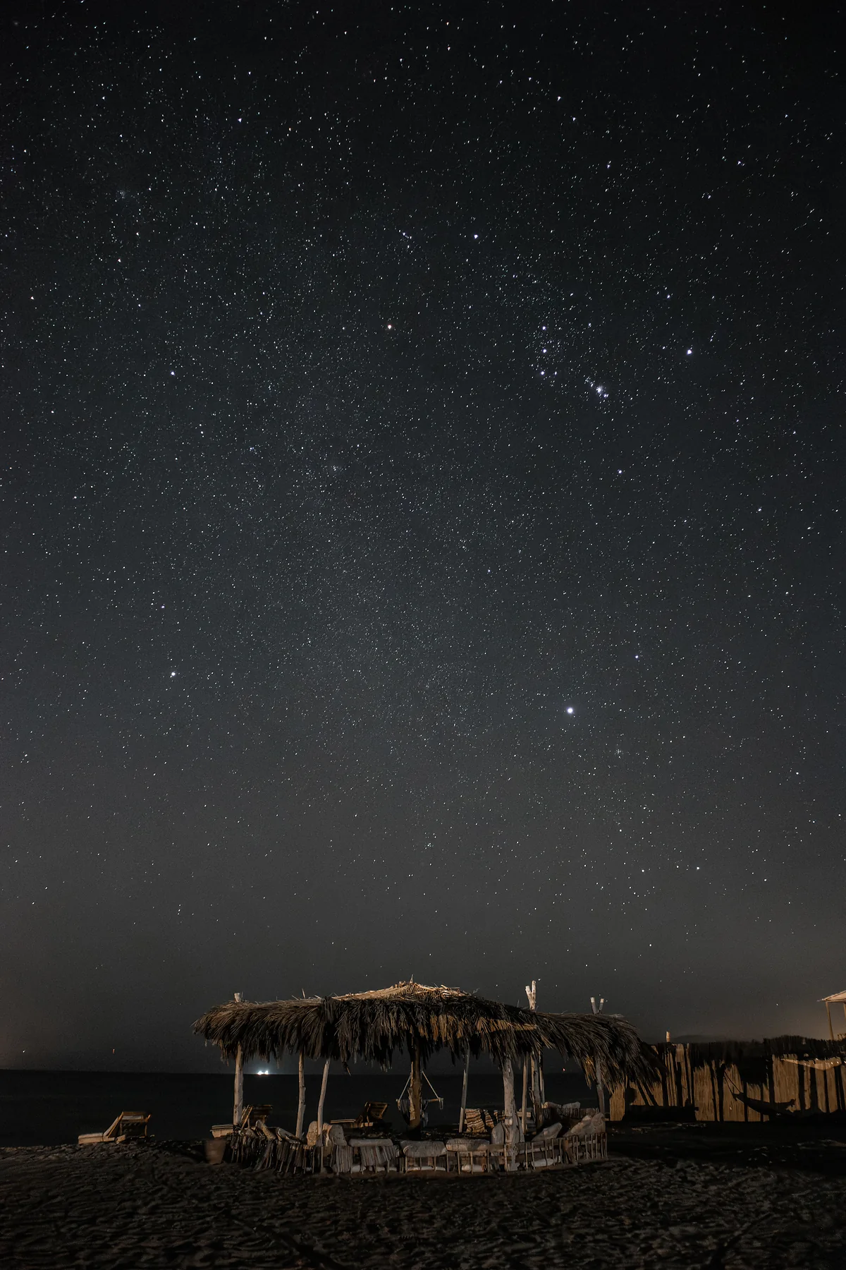 Beach hut at the camp under the Milky Way