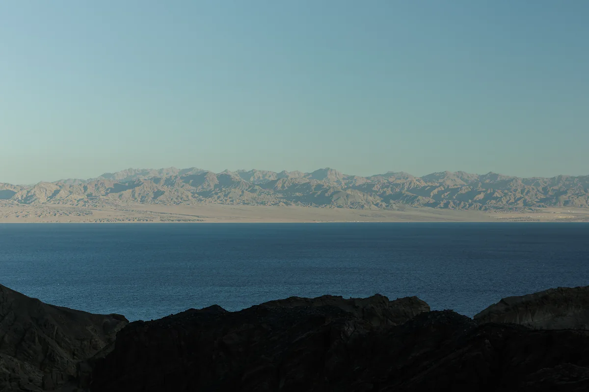 Panoramic Red Sea view with Saudi mountains across the water