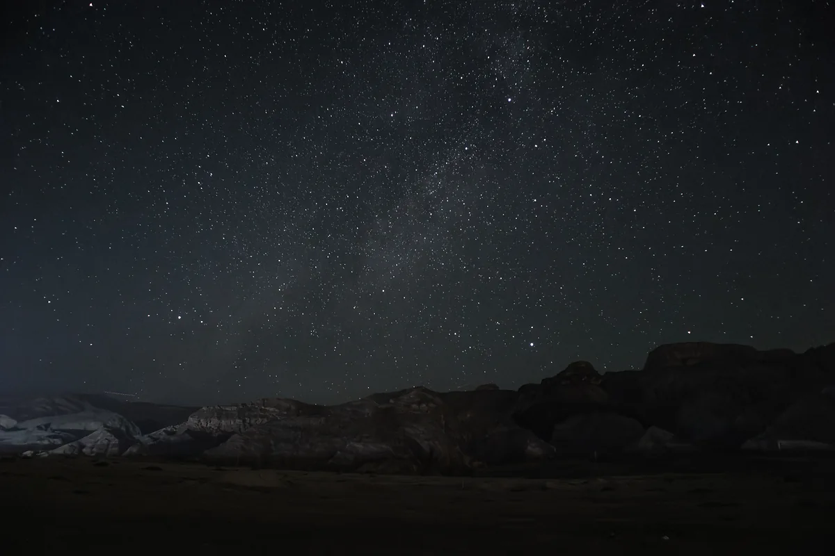 Milky Way over rocky desert formations